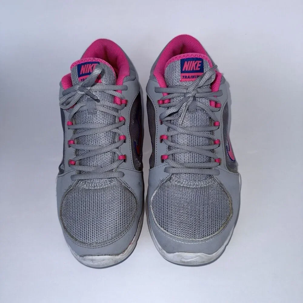 Nike Womens Sneakers Training Size 9 Pink Gray White Lace Up Run Mountain Hiking